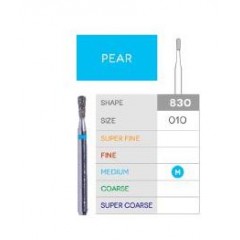 3D Dental Pear Diamond, Medium Bur, 830-010M 10/Pk